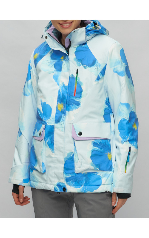 Женский горнолыжный комплект: куртка с цветочным принтом и брюки со съёмными бретелями