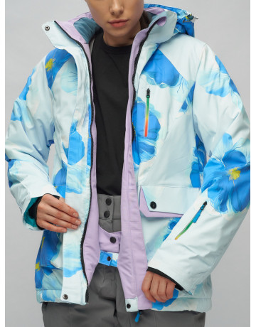 Женский горнолыжный комплект: куртка с цветочным принтом и брюки со съёмными бретелями