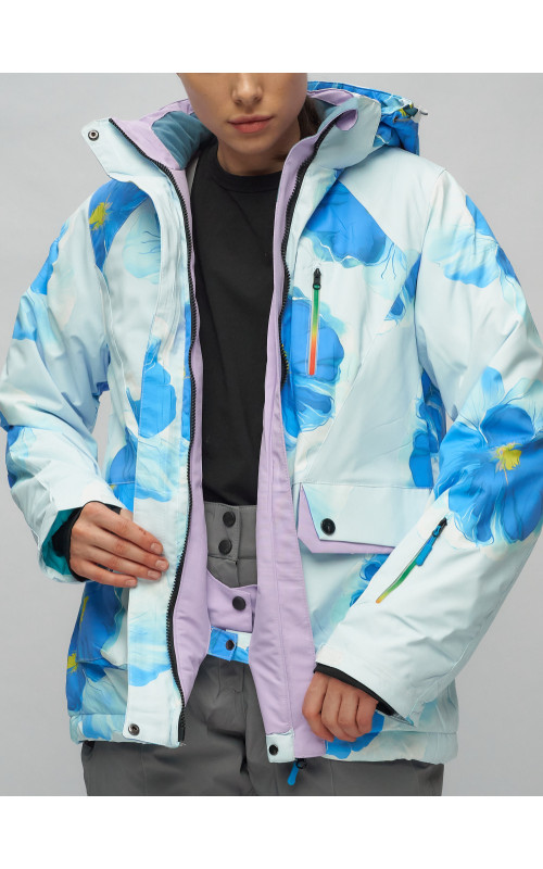 Женский горнолыжный комплект: куртка с цветочным принтом и брюки со съёмными бретелями