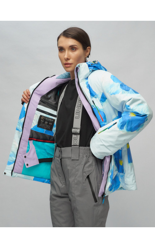 Женский горнолыжный комплект: куртка с цветочным принтом и брюки со съёмными бретелями