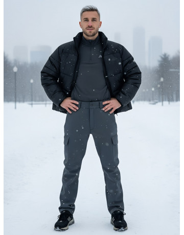 Мужские зимние брюки темно-серые для активного отдыха