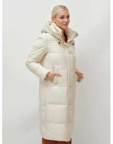 Длинный женский пуховик с капюшоном