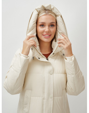 Длинный женский пуховик с капюшоном