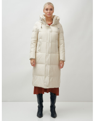 Длинный женский пуховик с капюшоном