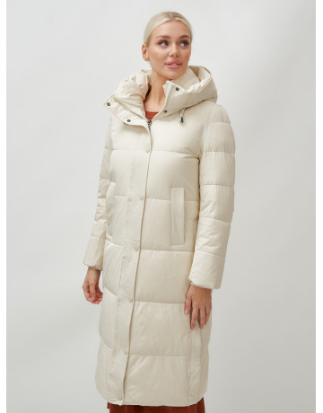 Длинный женский пуховик с капюшоном