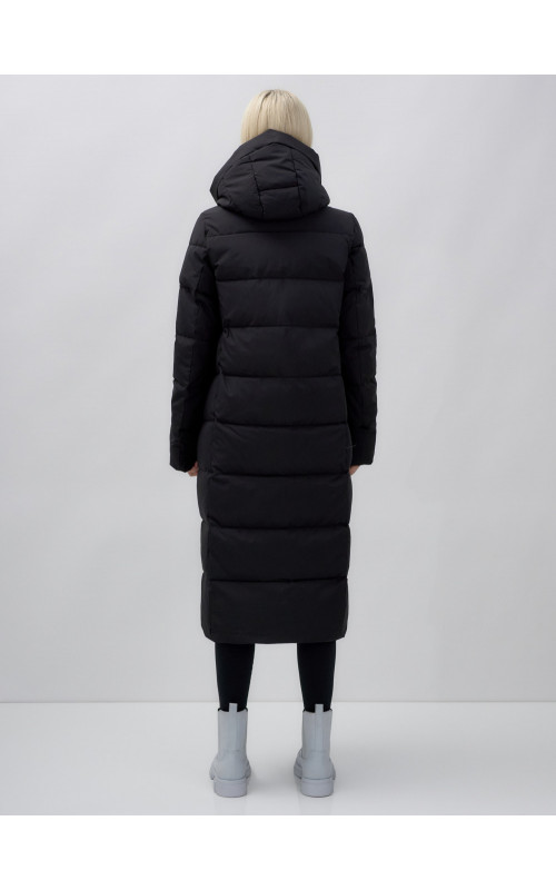 Длинный зимний пуховик с капюшоном для женщин