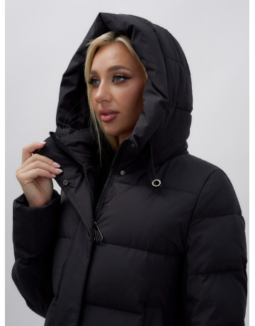 Длинный зимний пуховик с капюшоном для женщин