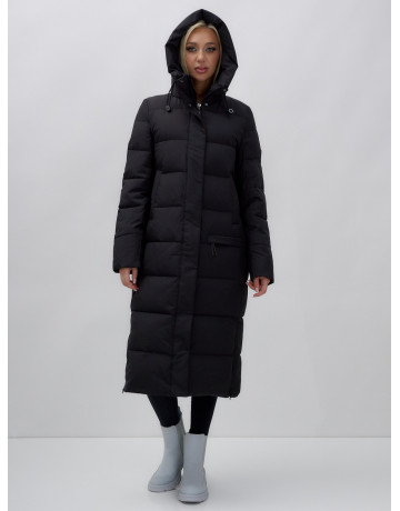 Длинный зимний пуховик с капюшоном для женщин