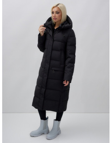 Длинный зимний пуховик с капюшоном для женщин