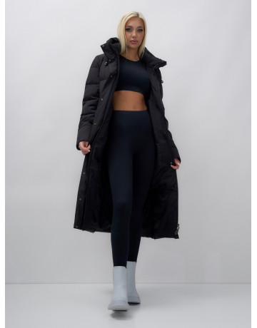 Длинный зимний пуховик с капюшоном для женщин