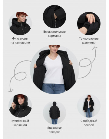 Женская утеплённая куртка с капюшоном для осени и зимы, свободный покрой