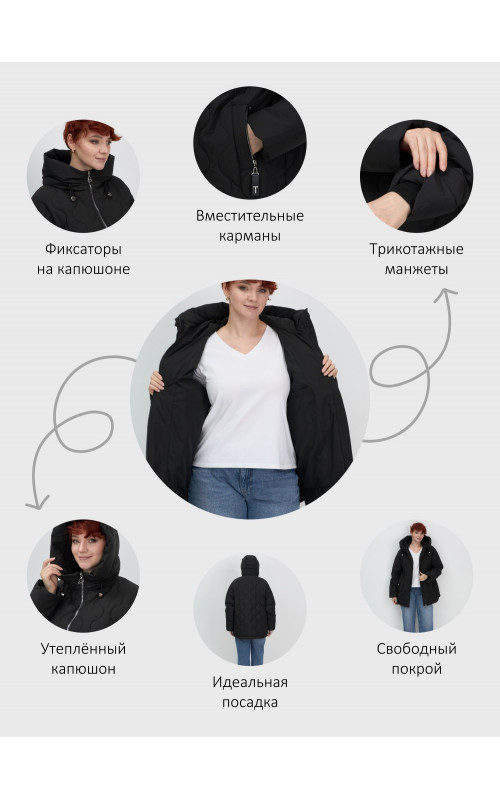 Женская утеплённая куртка с капюшоном для осени и зимы, свободный покрой