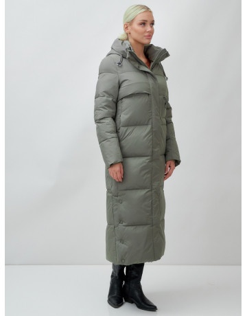 Длинный зимний пуховик с капюшоном для женщин