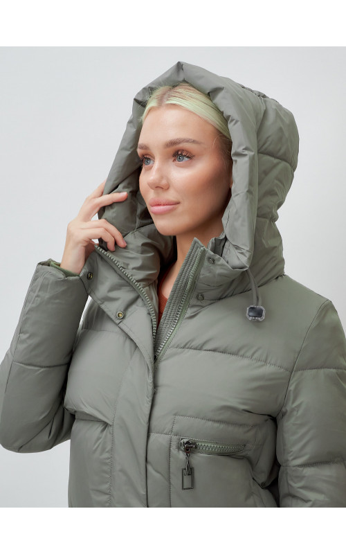 Длинный зимний пуховик с капюшоном для женщин