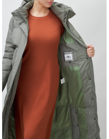 Длинный зимний пуховик с капюшоном для женщин