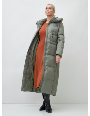 Длинный зимний пуховик с капюшоном для женщин