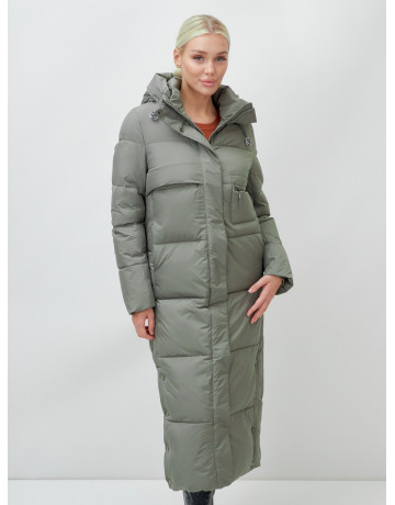 Длинный зимний пуховик с капюшоном для женщин