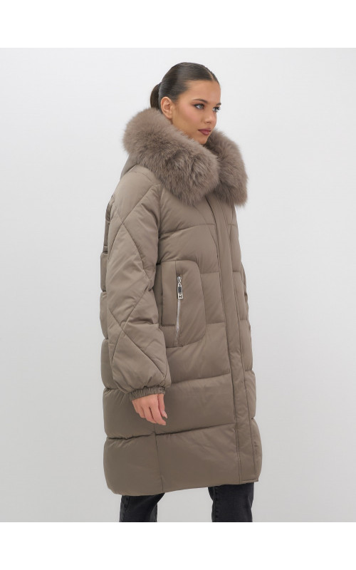 Длинный зимний пуховик премиум-класса