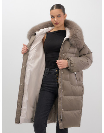 Длинный зимний пуховик премиум-класса