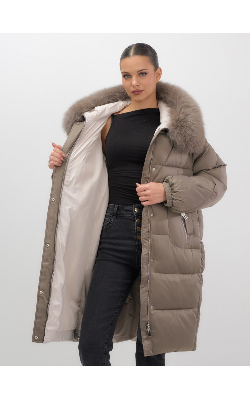 Длинный зимний пуховик премиум-класса