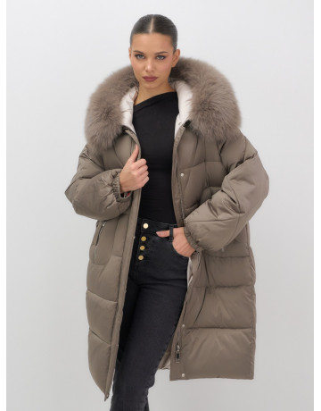 Длинный зимний пуховик премиум-класса