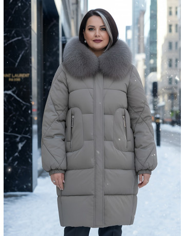 Длинный зимний пуховик премиум-класса