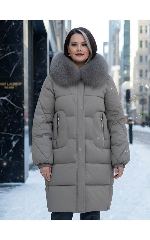 Длинный зимний пуховик премиум-класса