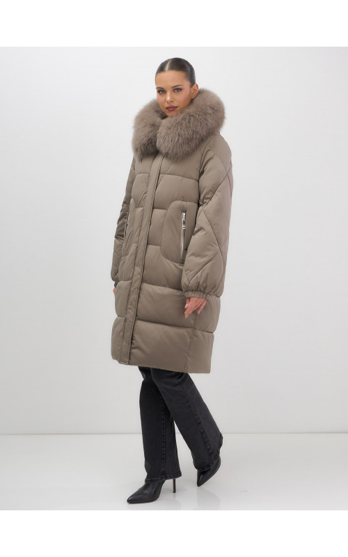 Длинный зимний пуховик премиум-класса