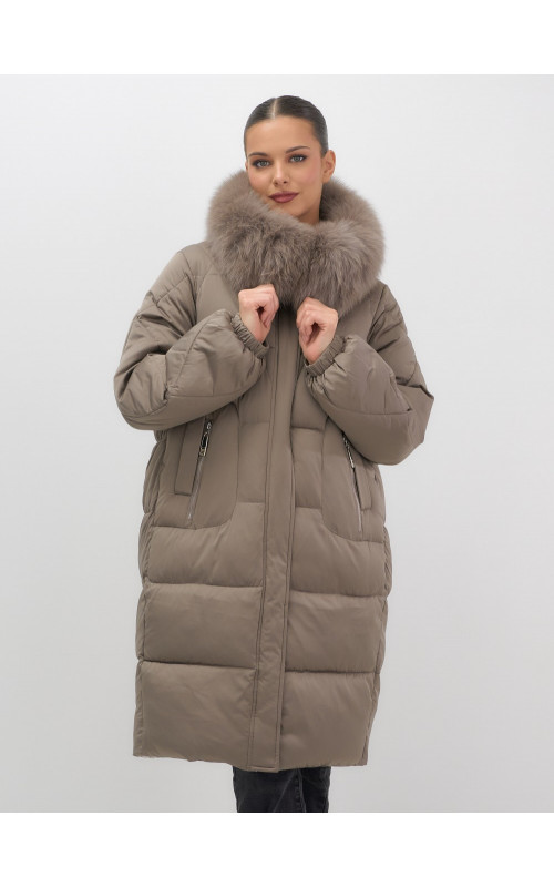 Длинный зимний пуховик премиум-класса