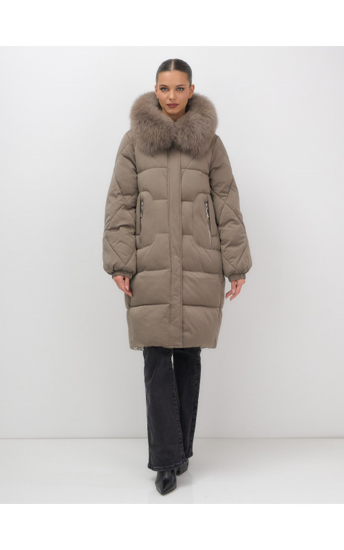Длинный зимний пуховик премиум-класса