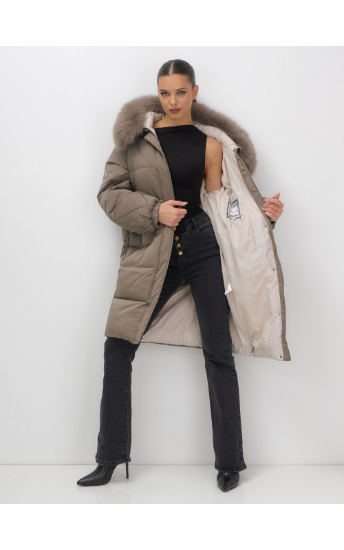 Длинный зимний пуховик премиум-класса