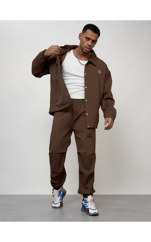 Мужской спортивный костюм для активного отдыха, коричневый. в Тюмени