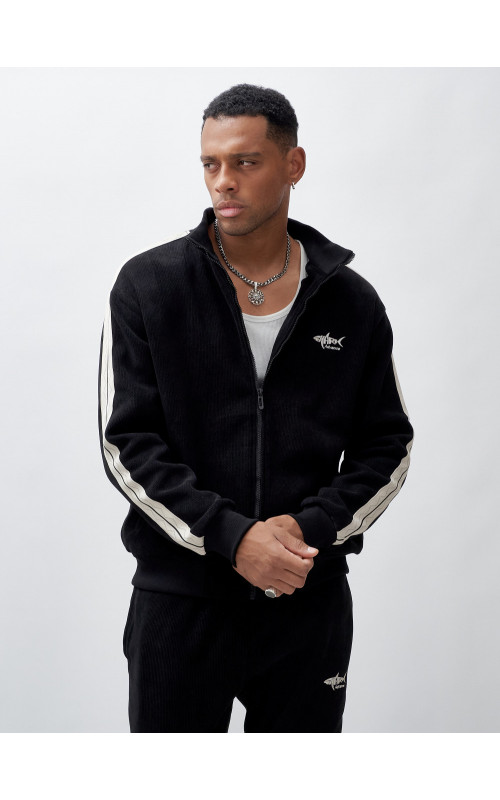 Мужской демисезонный спортивный костюм на флисе, чёрный, для спорта в Тюмени