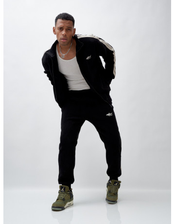 Мужской демисезонный спортивный костюм на флисе, чёрный, для спорта в Тюмени