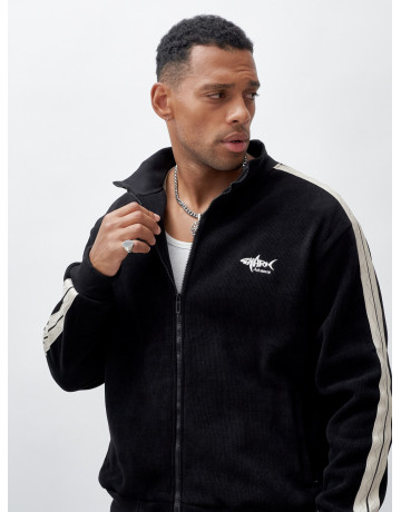 Мужской демисезонный спортивный костюм на флисе, чёрный, для спорта в Тюмени