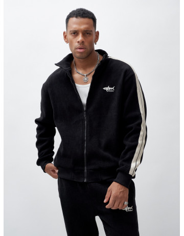 Мужской демисезонный спортивный костюм на флисе, чёрный, для спорта в Тюмени