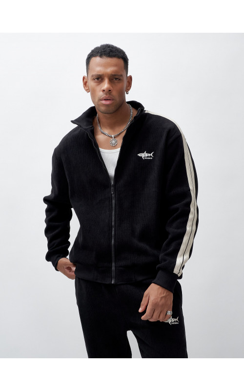 Мужской демисезонный спортивный костюм на флисе, чёрный, для спорта в Тюмени