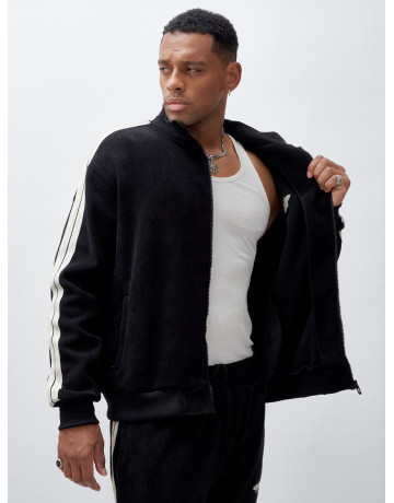 Мужской демисезонный спортивный костюм на флисе, чёрный, для спорта в Тюмени