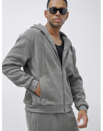 Мужской демисезонный спортивный костюм на флисе, серый, для спорта. в Тюмени