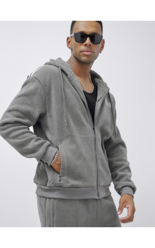 Мужской демисезонный спортивный костюм на флисе, серый, для спорта. в Тюмени