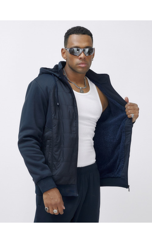 Мужской зимний спортивный костюм с начёсом, тёмно-синий, для спорта. в Тюмени