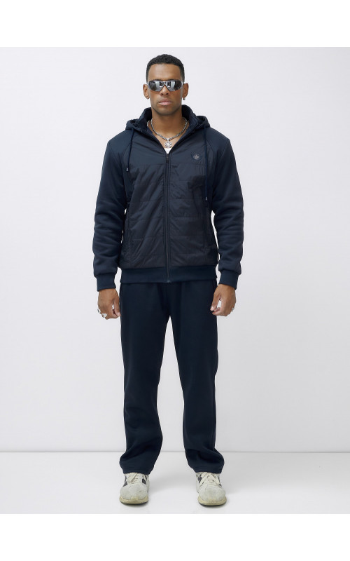 Мужской зимний спортивный костюм с начёсом, тёмно-синий, для спорта. в Тюмени