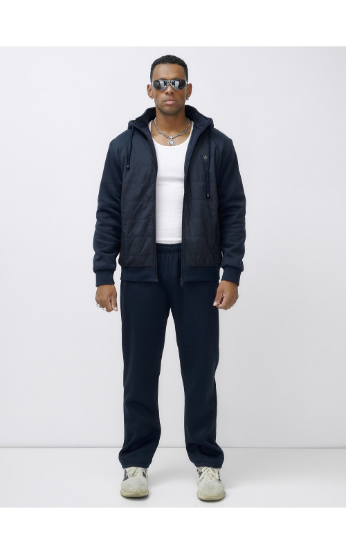 Мужской зимний спортивный костюм с начёсом, тёмно-синий, для спорта. в Тюмени