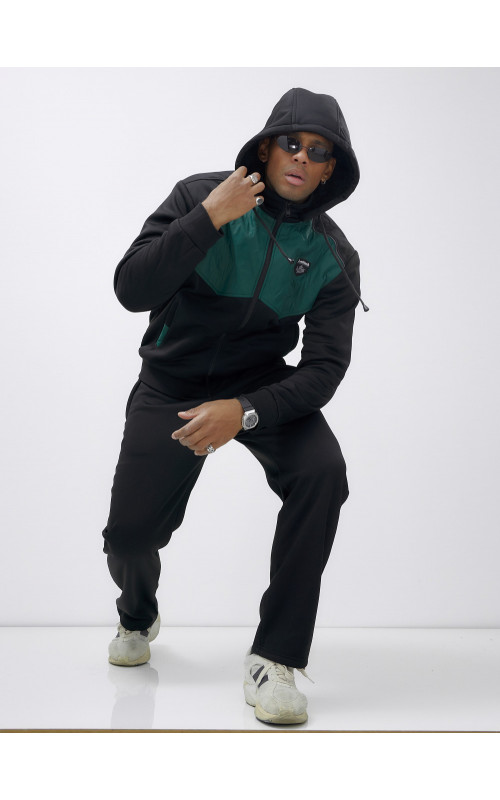 Мужской зимний спортивный костюм с начёсом, зелёный, для активного отдыха в Тюмени