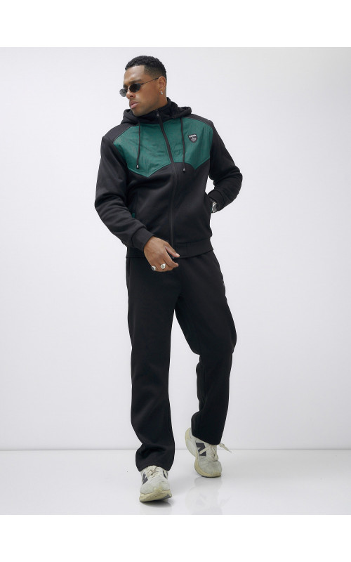 Мужской зимний спортивный костюм с начёсом, зелёный, для активного отдыха в Тюмени