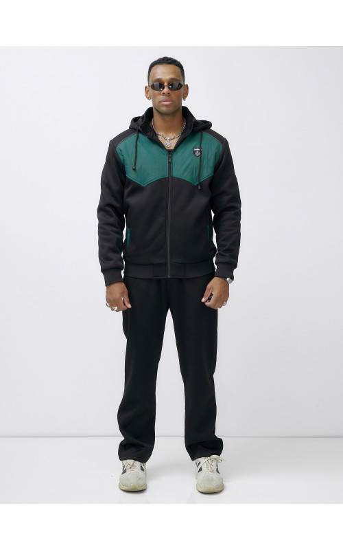 Мужской зимний спортивный костюм с начёсом, зелёный, для активного отдыха в Тюмени