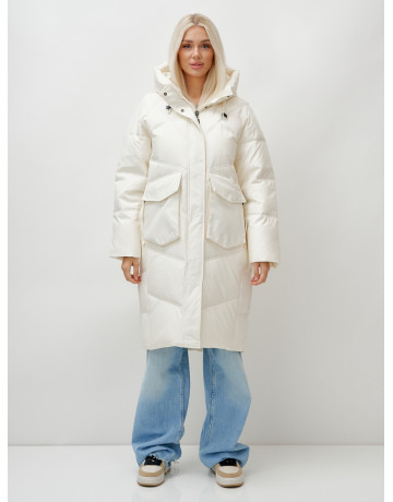 Длинный зимний пуховик с капюшоном «Летучая мышь» для женщин