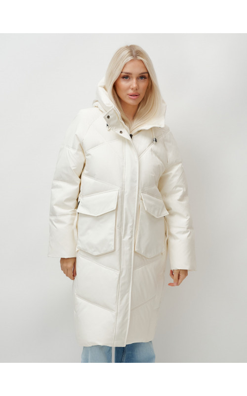 Длинный зимний пуховик с капюшоном «Летучая мышь» для женщин