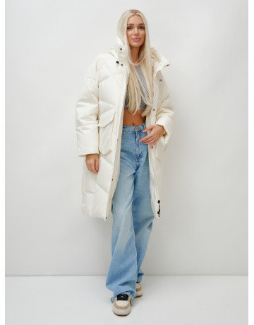 Длинный зимний пуховик с капюшоном «Летучая мышь» для женщин