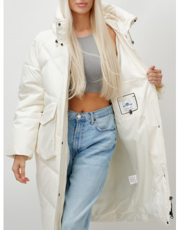 Длинный зимний пуховик с капюшоном «Летучая мышь» для женщин